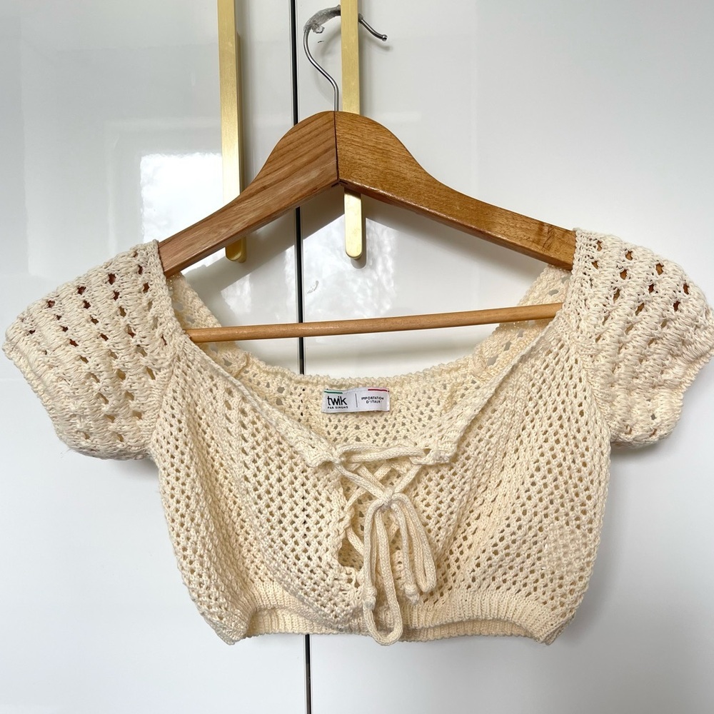 Twik by Simon’s Crochet Crop Top Cream XS